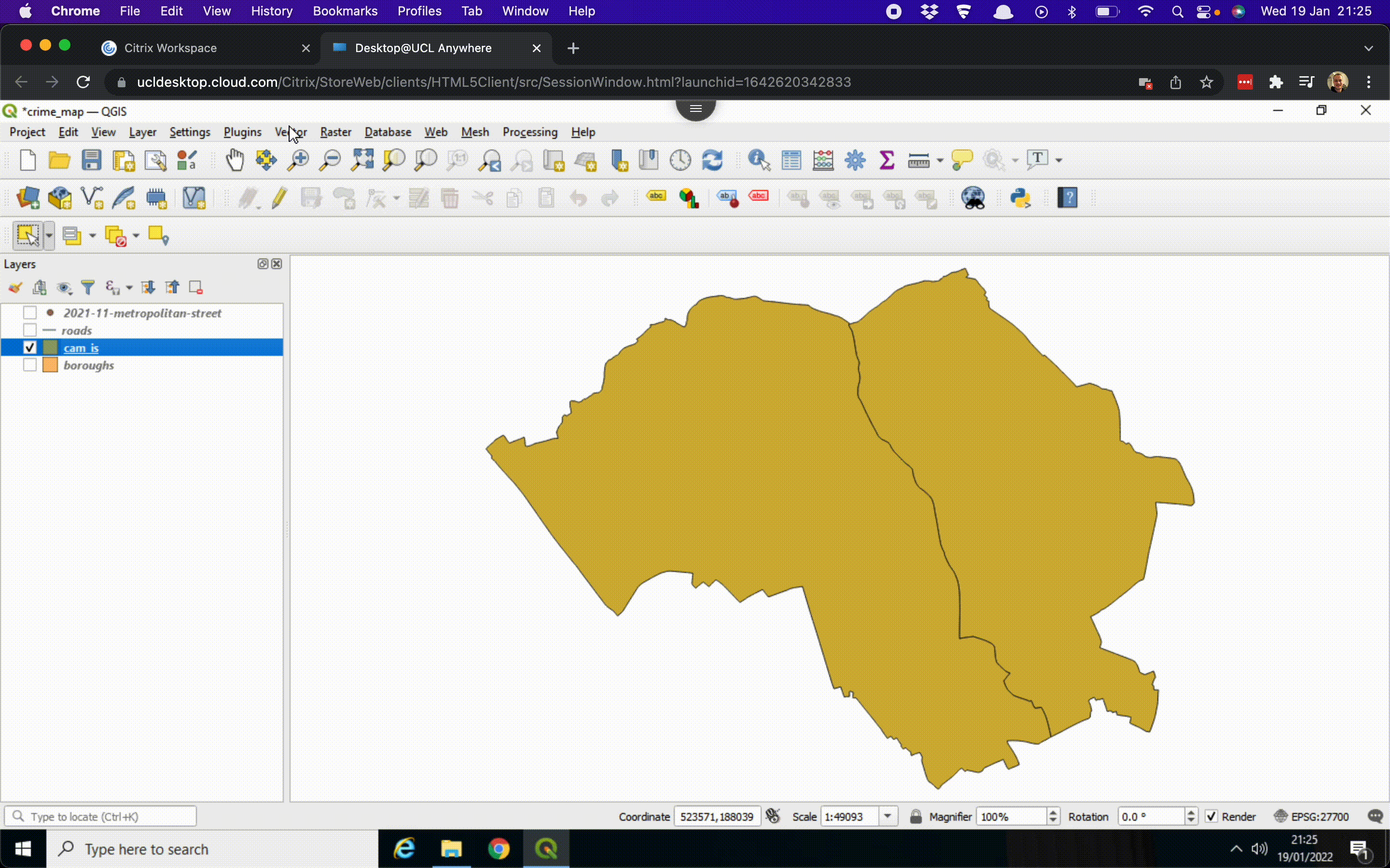 Selecting and exporting the crimes that fall within the boroughs of Camden and Islington. [[Enlarge image]](https://jtvandijk.github.io/GEOG0014/images/w08/select_crime.gif){target="_blank"}