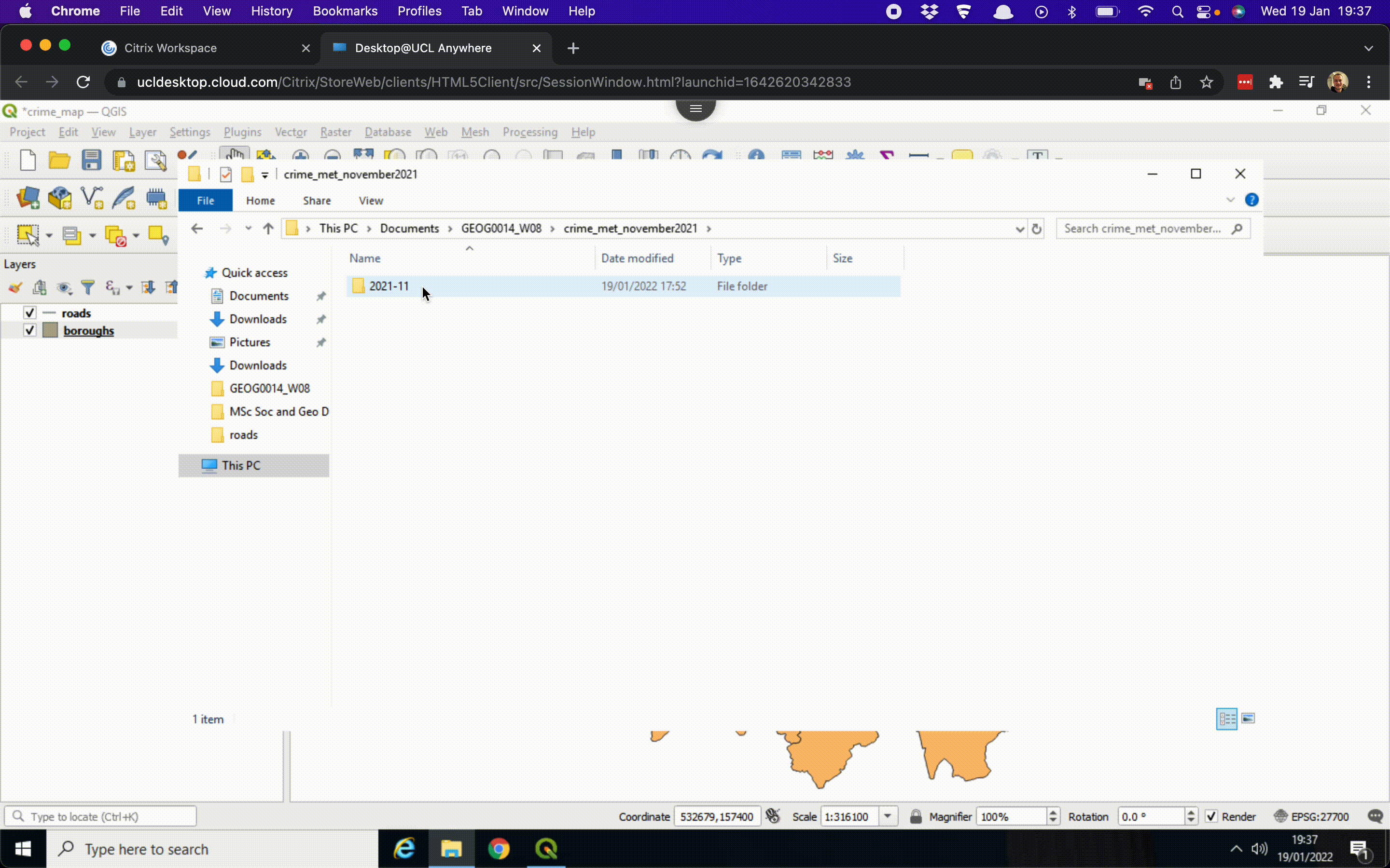 Inspecting our crime data `csv`. [[Enlarge image]](https://jtvandijk.github.io/GEOG0014/images/w08/inspect_data.gif){target="_blank"}