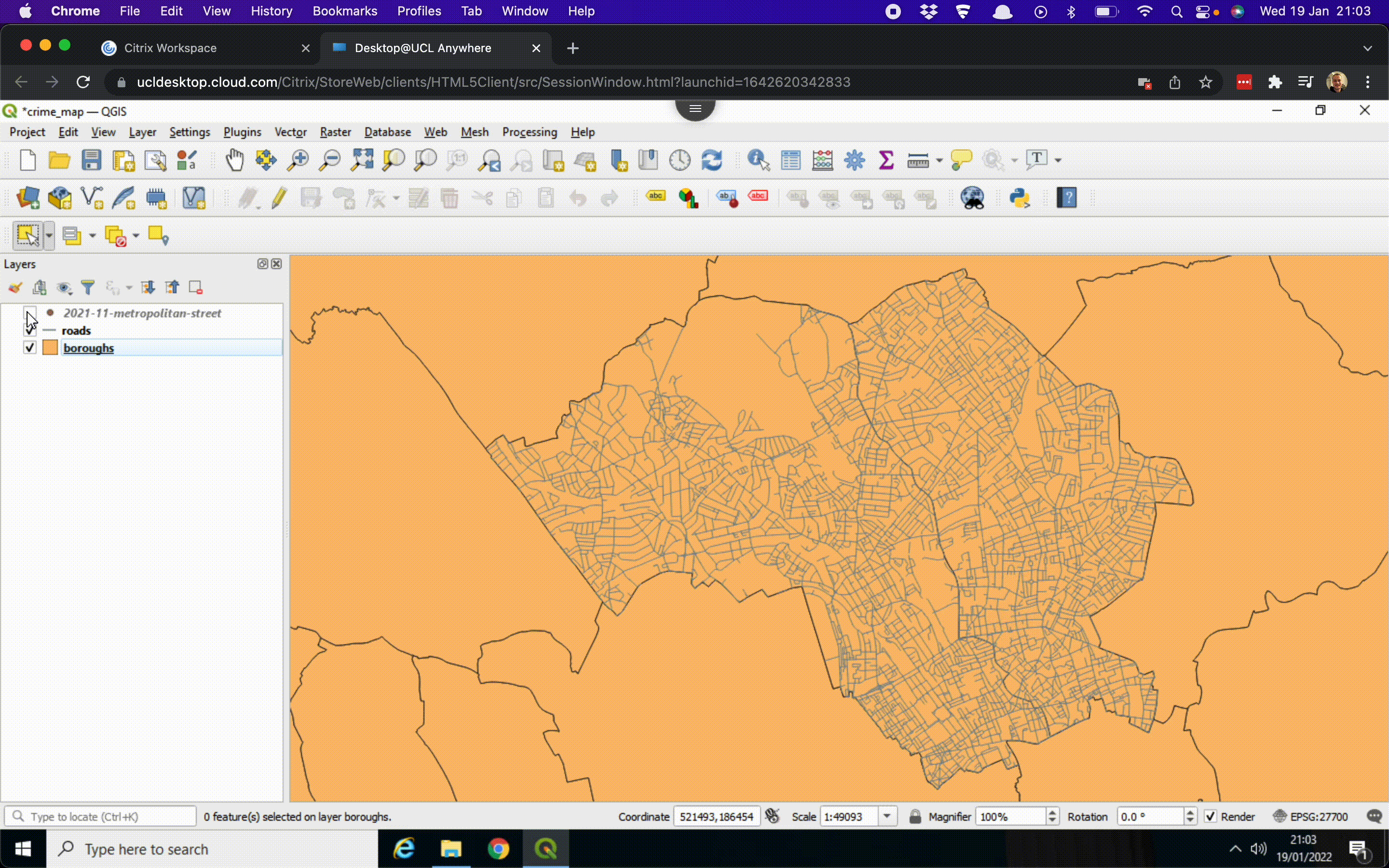 Selecting and exporting the boroughs of Camden and Islington. [[Enlarge image]](https://jtvandijk.github.io/GEOG0014/images/w08/select_export.gif){target="_blank"}