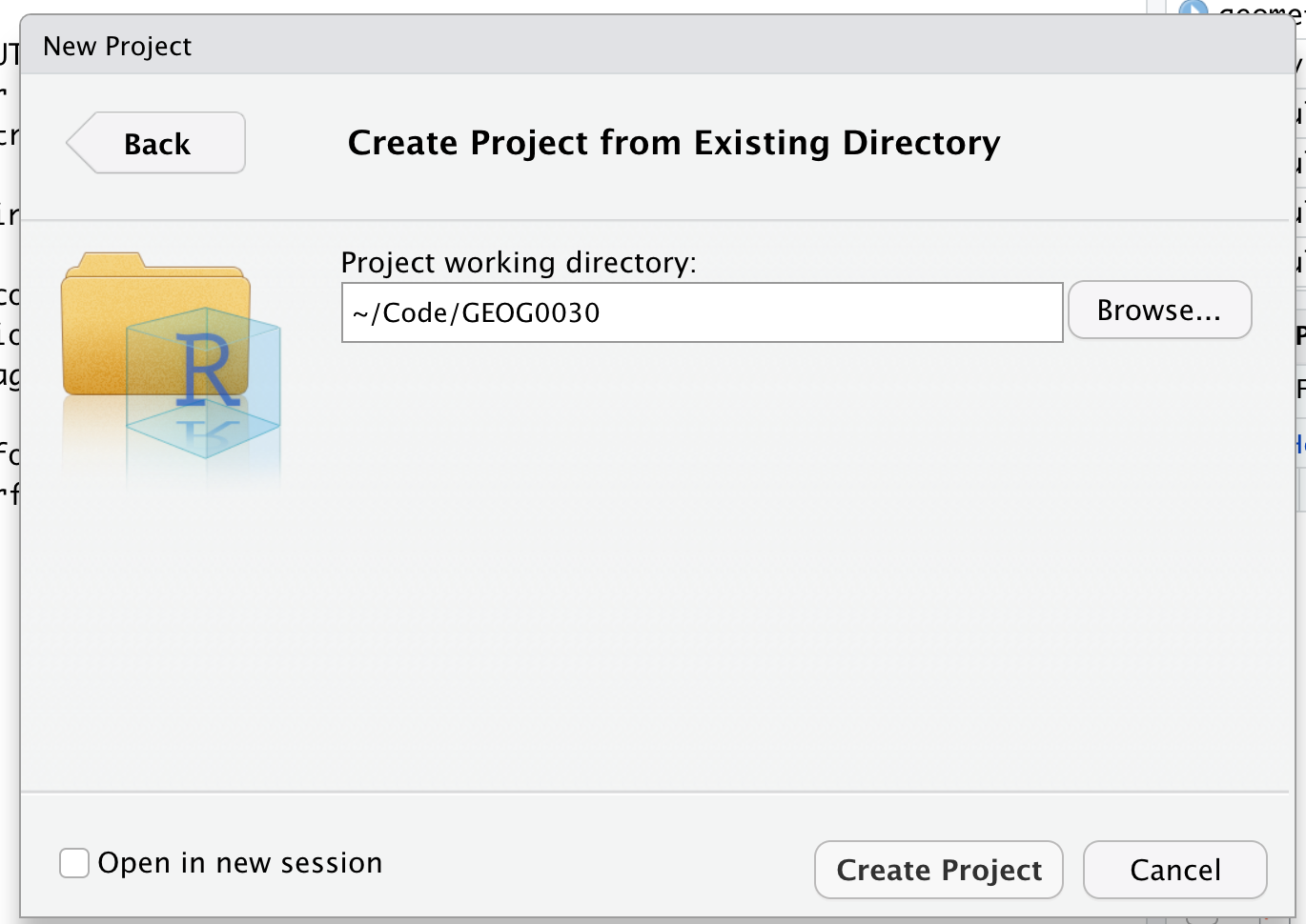 Create a new project in an existing directory.