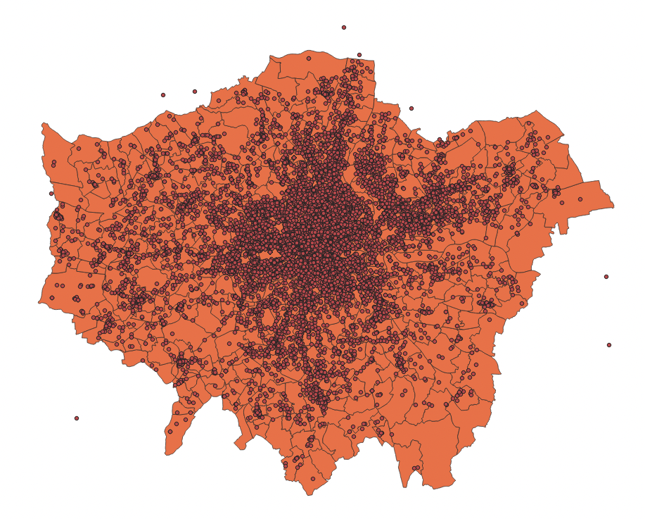 Borough map with crime data.